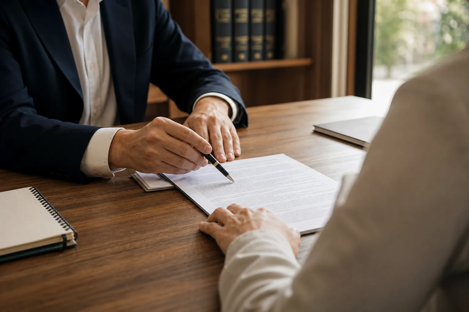 Attorney consulting with a client, reviewing facts before a Louisiana personal injury matter